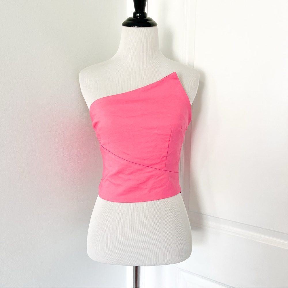 superdown One-Shoulder Pink Crop Top